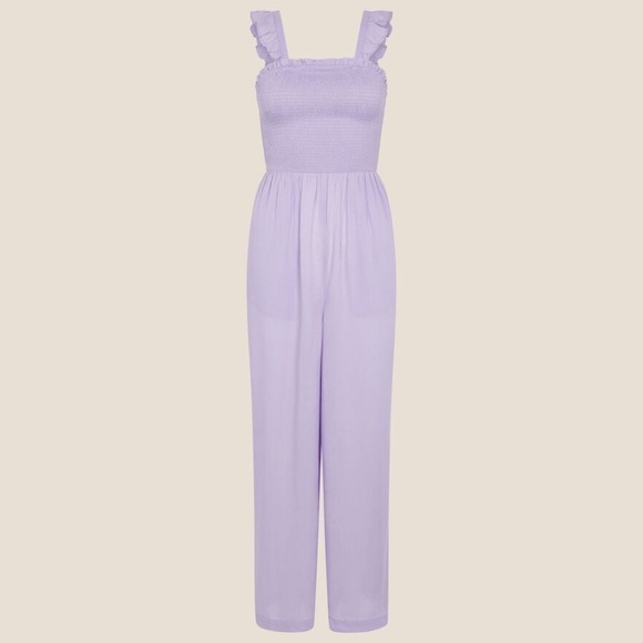 NWT Riley & Rae ruffle strap jumpsuit purple in Sz M - Picture 3 of 5